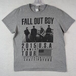 Fall Out Boy 2015 Tour Shirt Adult Medium Gray American Beauty/American Psycho